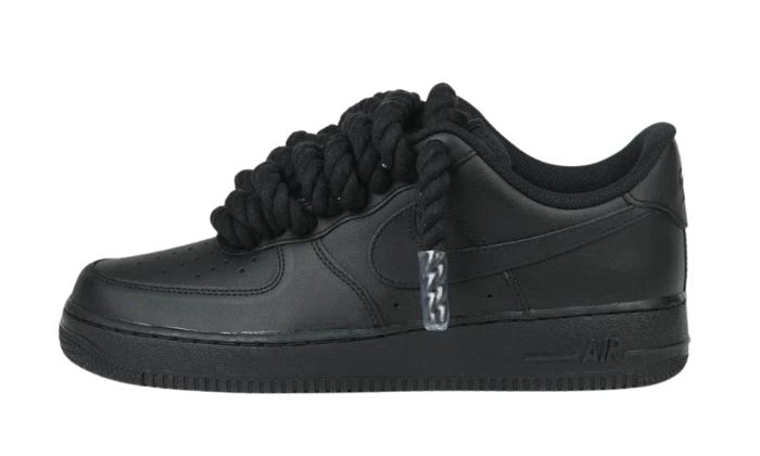 Air force 1 black avec lacets en corde noir