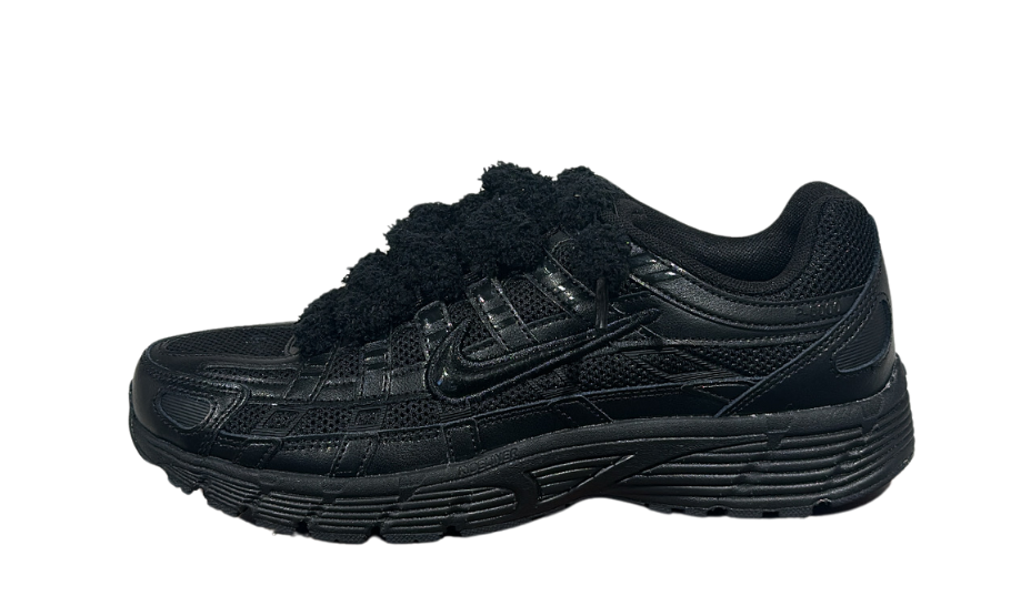Nike P-6000 Premium Triple Black fluffy laces